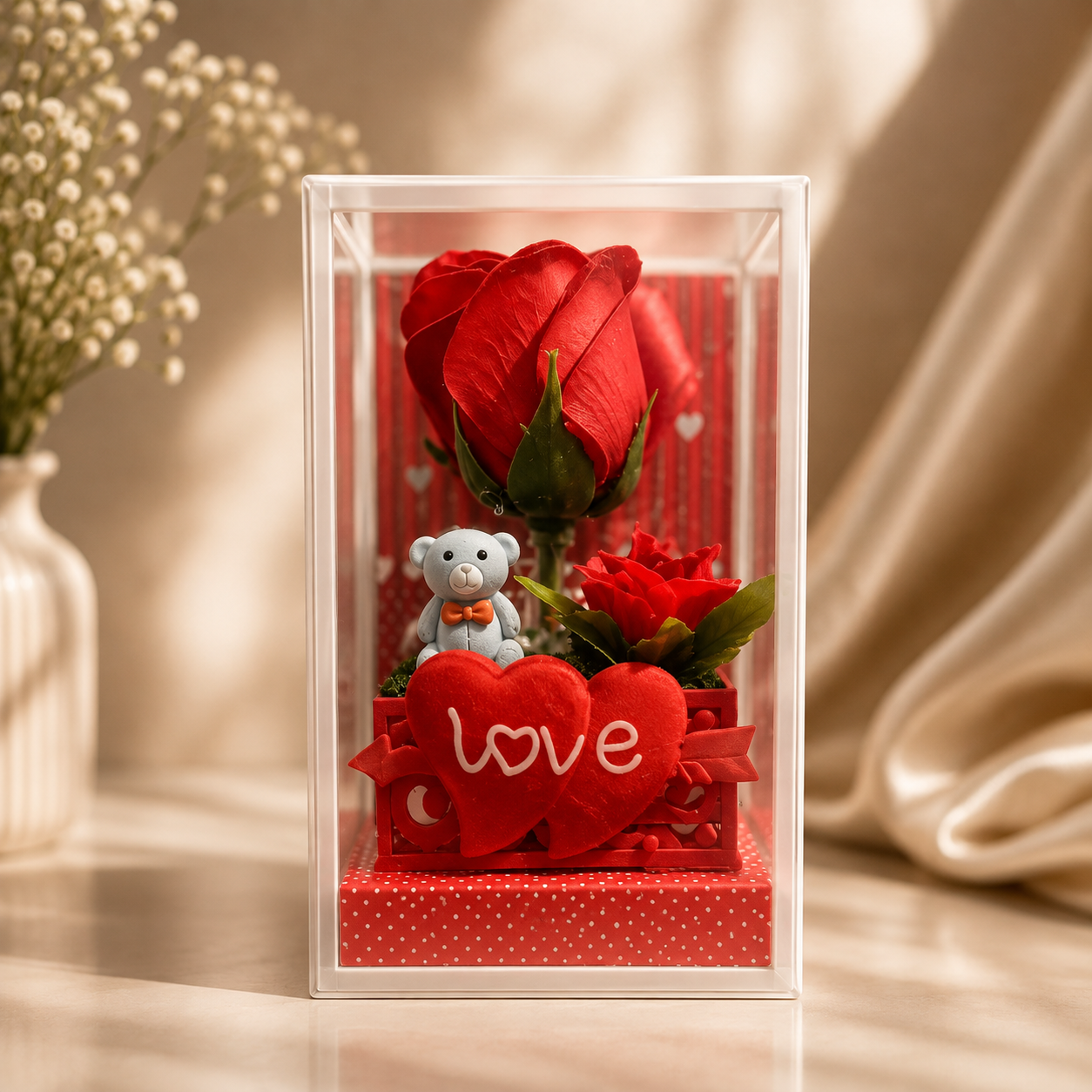 miniature artificial rose gift box set CF_044