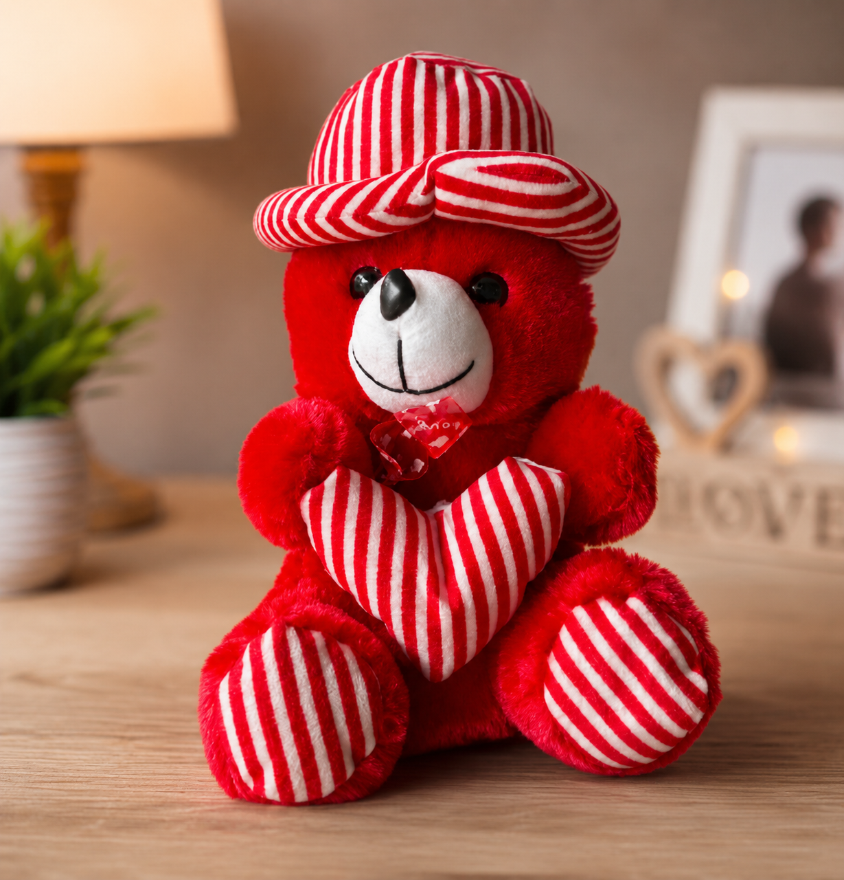 Red & White Striped Cap Teddy Bear CF_046