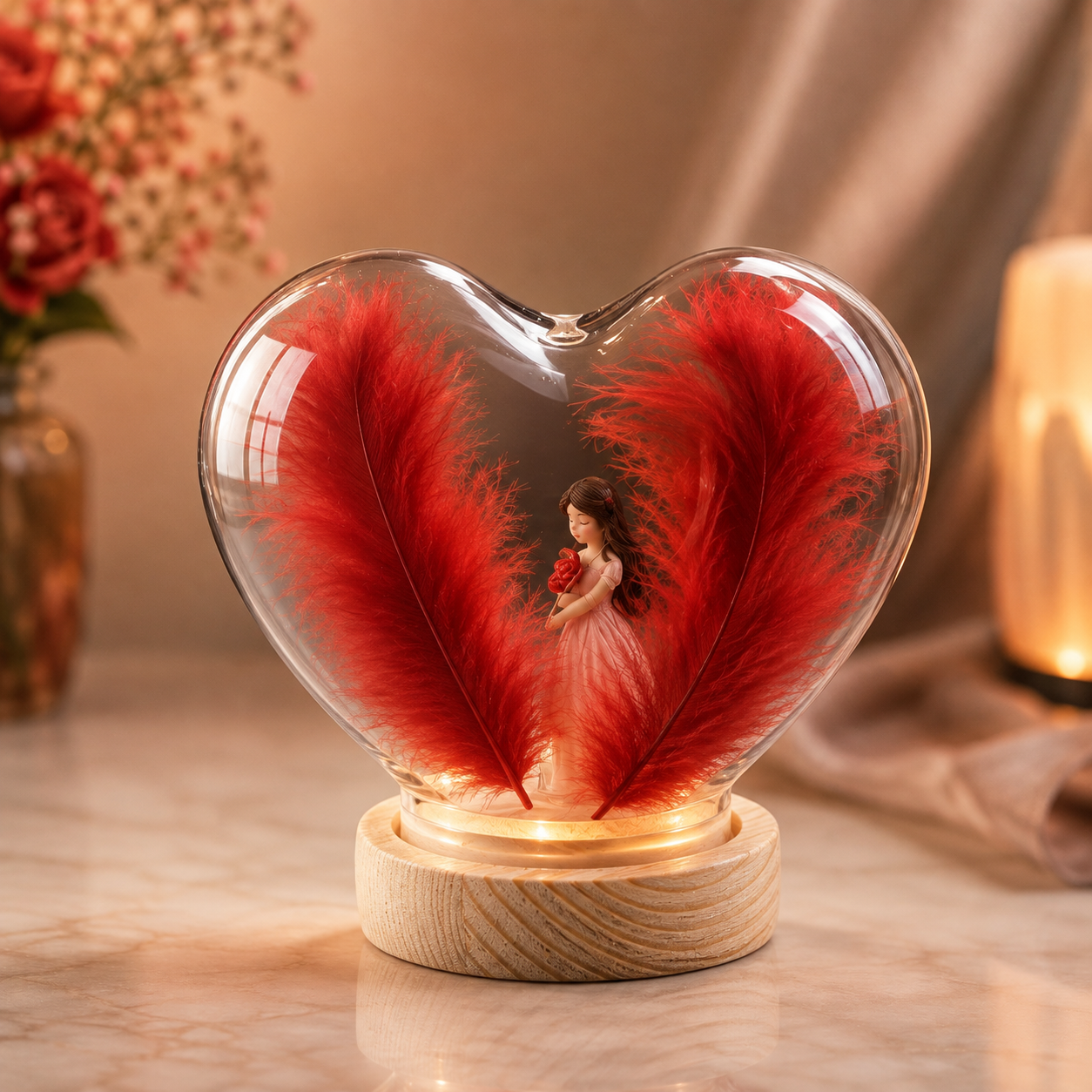 Heart-Shaped Decorative Glass Showpiece CF_036